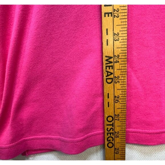 Quacker Factory Womens V-Neck Cotton T-Shirt  1X Pink Rhinestone Embellishment - Picture 4 of 10